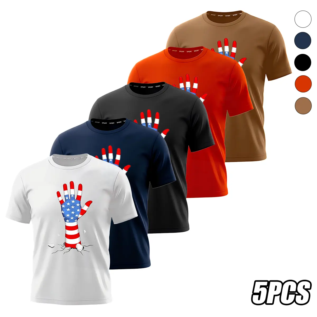 Men’s Multi-Pack Classic Ribbed Short-Sleeve Palm Print T-Shirts, Loose Crew Neck Slimming Breathable Casual Tops for Outdoor Commuting & Everyday Summer Wear, Shortsleeve