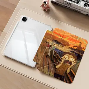 Interesting Screaming Masterpiece Tablet Case with Transparent Acrylic Y-Fold Stand,Anti-Drop Scratch-Resistant,Transparent Acrylic Back,Retro Pop Art,Fits iPad 7.9/8.3/10.2/10.5/10.9/11/12.9 13 inch,Shock-resistant Full Cover Ideal for Office