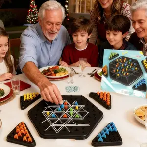 Fun Chain Triangle Chess Game Multi Player Strategy Rubber Bands Board Game Toy For Grandkids