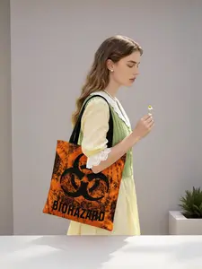 Large Capacity Tote Bag for Women - Multi-Functional Daily Carry Bag with Hazard, Biohazard & Warning Symbols, Ideal for Work, Shopping, Beach Days & Casual Weekend Outings