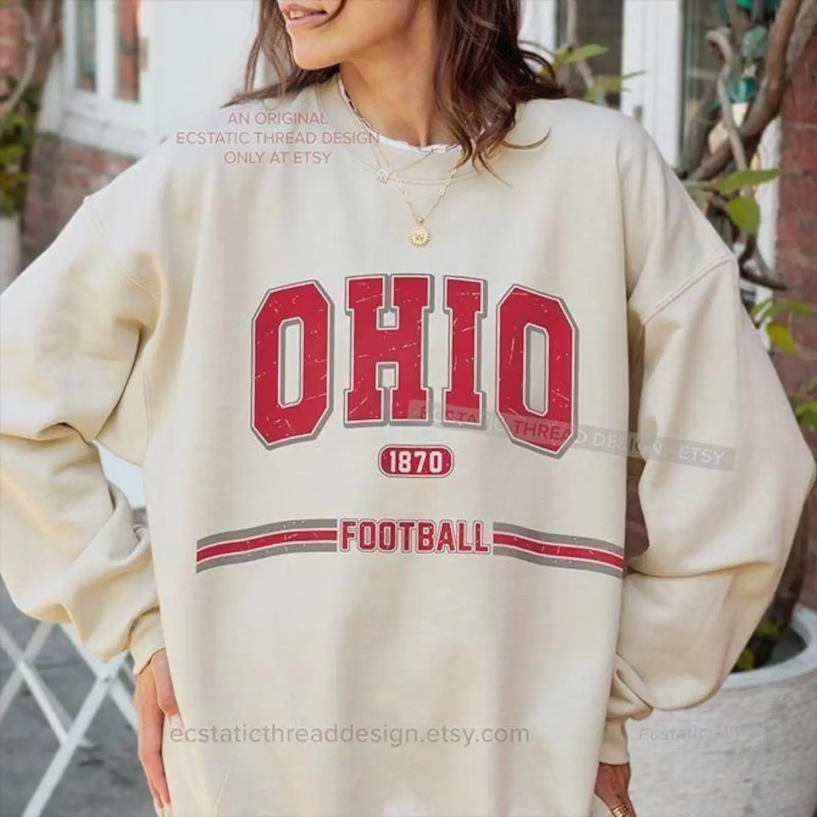 Youth Adult Ohio Football Shirt, Ohio State Football Shirt, Vintage Style, Buckeyes Sweater, Unisex, Vintage Sports Lover Gift for Adults and Youth
