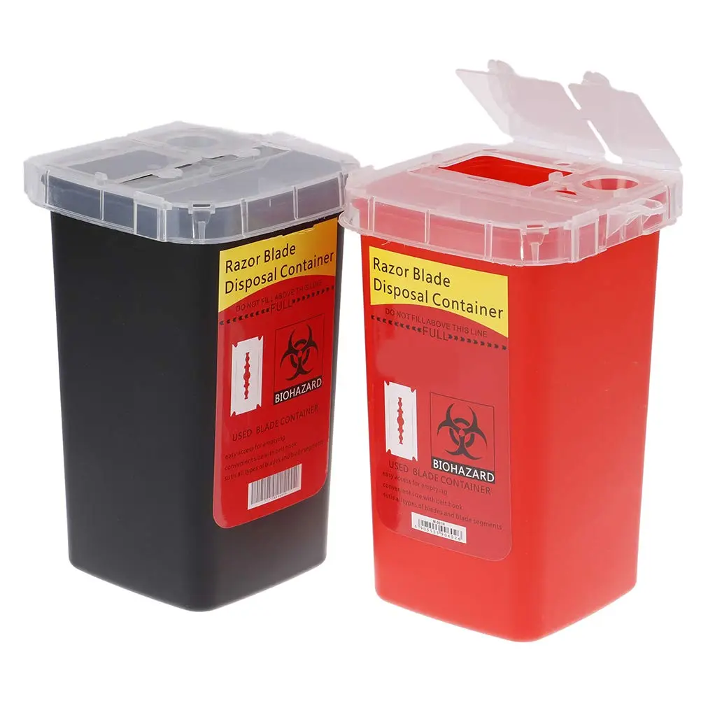 Premium Plastic Sharps Disposal Box with Safety Seal - Durable Plastic Organizers, Organiser, Organizing Containers, Compact Rectangle, Eco-Friendly, Leak-Proof, Odorless, Tasteless Single Item for Syringe, Broken Glass Storage in Tattoo Parlors, Home Use