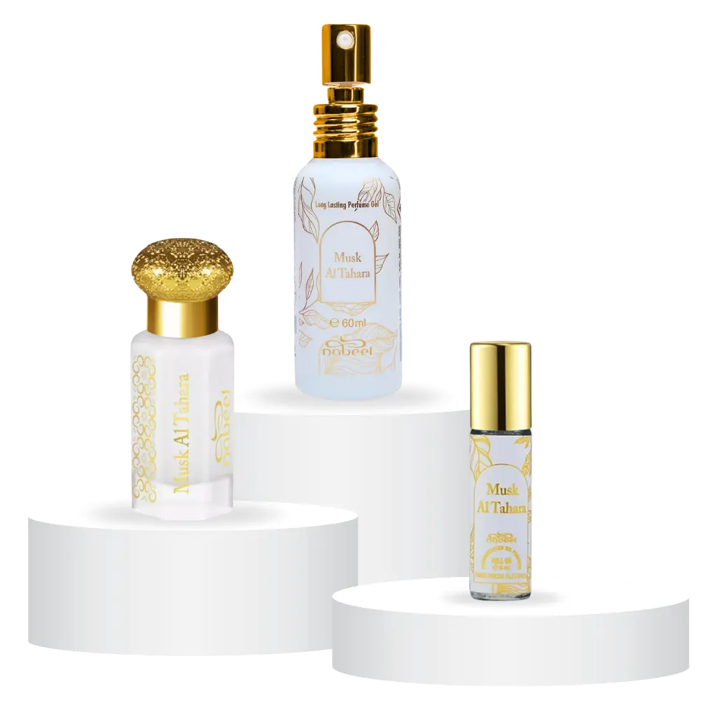 Nabeel Versatile Unisex Fragrance Set - Concentrated Oil, Gel, Roll-On Oil (12 ML-60 ML) with White Musk, Violet & Vanilla Notes