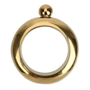 Bracelet Shaped Hip Flask, 1 Count 3.5oz Round Chic Hip Flask,  Modern Elegant Wine Bottle, Drinkware Accessories for Whiskey Vodka Alcohol