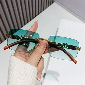 Unisex Rimless Cut-Edge Fashionable Sunglasses - UV400 Protection, Lightweight Retro Eyewear, PC Polycarbonate Lenses, 8-Color Modern Trendy Sunglasses, Trendy Shades