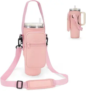 New Deal - Water Bottle Carrier Bag for Stanley 40/30 oz Tumbler with Phone Pocket Neoprene Water Bottle Holder with Shoulder & Handheld Strap Stanley Cup Accessories