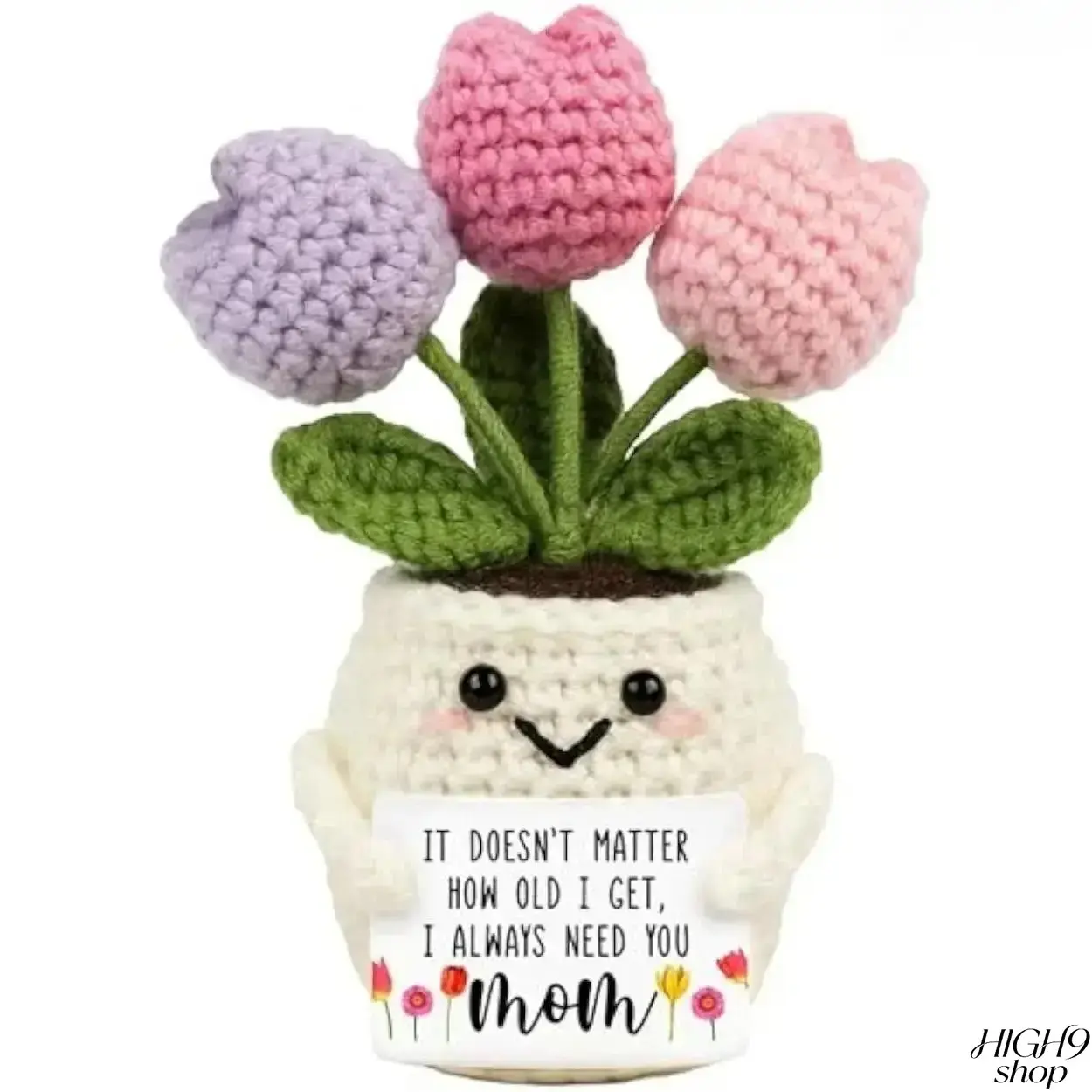 Manual Crochet Tulip Yarn Doll - Soft Cute Floral Desk Decoration, No Battery Needed Keepsake Ornament, Mom-Focused Gift for Mother’s Day & Birthday, Handmade Crochet Tulip Yarn Doll