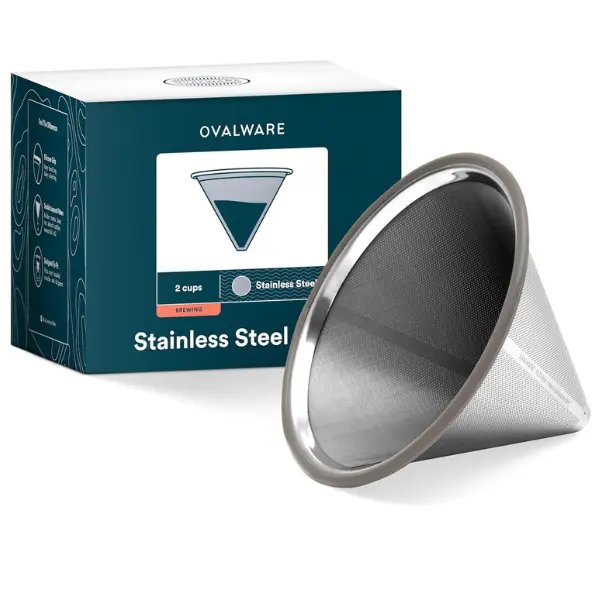 OVALWARE Paperless Pour Over Coffee Filter – Reusable and Permanent Coffee Cone Dripper for Ovalware, Chemex, Hario and Other Carafes Tea