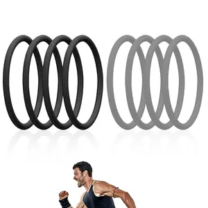 [2025] Patellabands 4pcs Silicone Patellar Tendon Support Straps for Knee Stability Elastic Patella Knee Braces for Men Women in Sports Running Basketball Hiking Soccer Black Gray