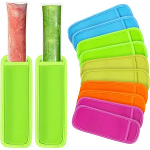 Ice Popsicle Holders - 10 count Ice Pop Sleeves for Frozen  Yogurt Tubes Ice Cream Men Women Party Durable Neoprene Anti-freezing No Drip in 5 Assorted Colors