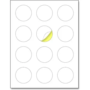 2" Round Matte White Sticker Label, Laser/Inkjet Printing - Letter Size, 30 Sheets