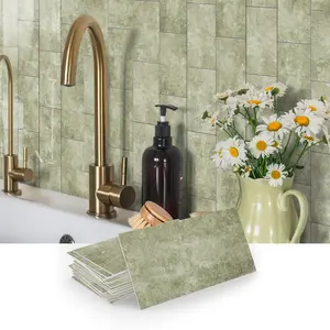 16/32/64PCS/Box SJM 3D Light Sage Gray Stone Texture Tile Stickers Decorative Decal | PE Foam Thickened Crystal Film Waterproof | Perfect for DIY Kitchen/Bathroom/Laundry Room/Camper/Fireplace Wall Decor Decoration Items