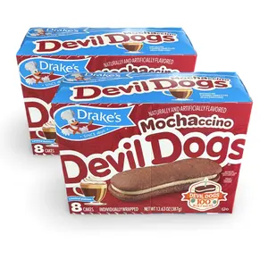 Drake's Mochaccino Devil Dogs – 2 Boxes | Limited Flavor Chocolate Snack Cake Sandwiches