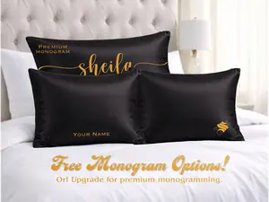 Handmade Satin Pillowcase Set, Envelope Pillow Cover, Silk Pillowcase for Hair & Skin, Travel Bag, Personalized Monogram Gift