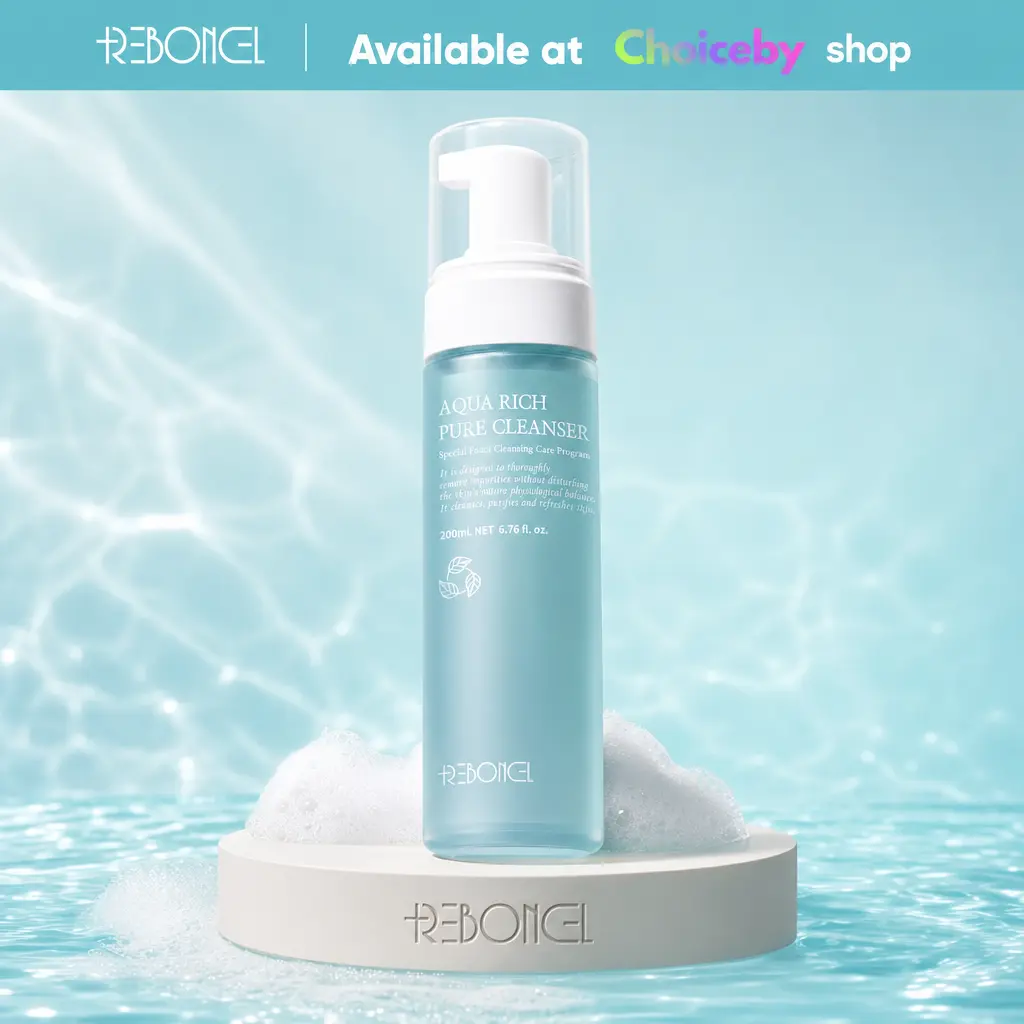 REBONCEL Aqua Rich Pure Cleanser 200ml – Gentle Mousse Foam Cleanser for Dry & Sensitive Skin