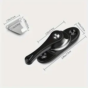 2pcs Heavy-Duty Stainless Steel Dual-Action Crescent Locks - Aluminum Alloy Window Safety Hooks with Anti-Theft Sliding & Shifting Features, Sleek Black Finish for Enhanced Security, Theft Prevention | Robust Construction | Durable Metal Lo
