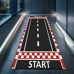 Race Track Pattern Floor Mat, 1 Count Non-slip Soft Floor Carpet, Rectangle Home Decorative Mat for Living Room Bedroom Dormitory