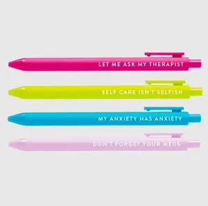 Anxiety Pen Set - 4 Pens with Unique Sayings - therapy - self care