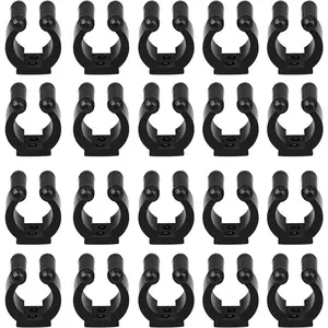 20 count Fishing Rod Clips, Wall Mounted Fishing Pole Holder Storage Rack, Black Storage Clips Clamps Rack Organizer for Rod Billiards Cue Snooker Cue