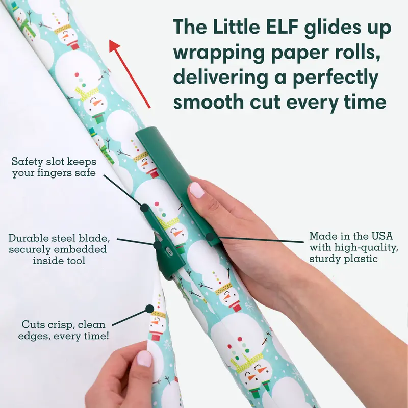 Little Elf Gift Wrap Cutting Tool (2-Pack) - As Seen on Shark Tank - Easy and Safe Wrapping Paper Cutting Tool 2