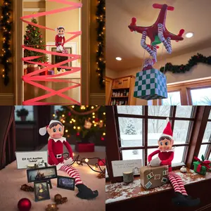 Elf Kit 2025 - 24 Days of Fun with Drone Arrival Santa Socks & More Christmas Accessories Set for Easy Setup Big Fun Ornaments Decoration