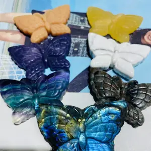 1count Crystal butterfly carving fluorite calcite lab howlite