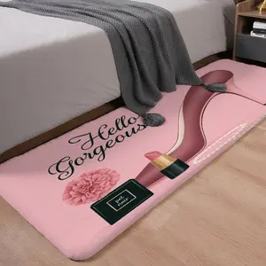 Halloween-themed welcome mat, Decorative Rug Mat, perfect for the kitchen or bathroom, in a sweet pink design that says "Hello Gorgeous". Great gift ideas for family and friends during the Halloween season.