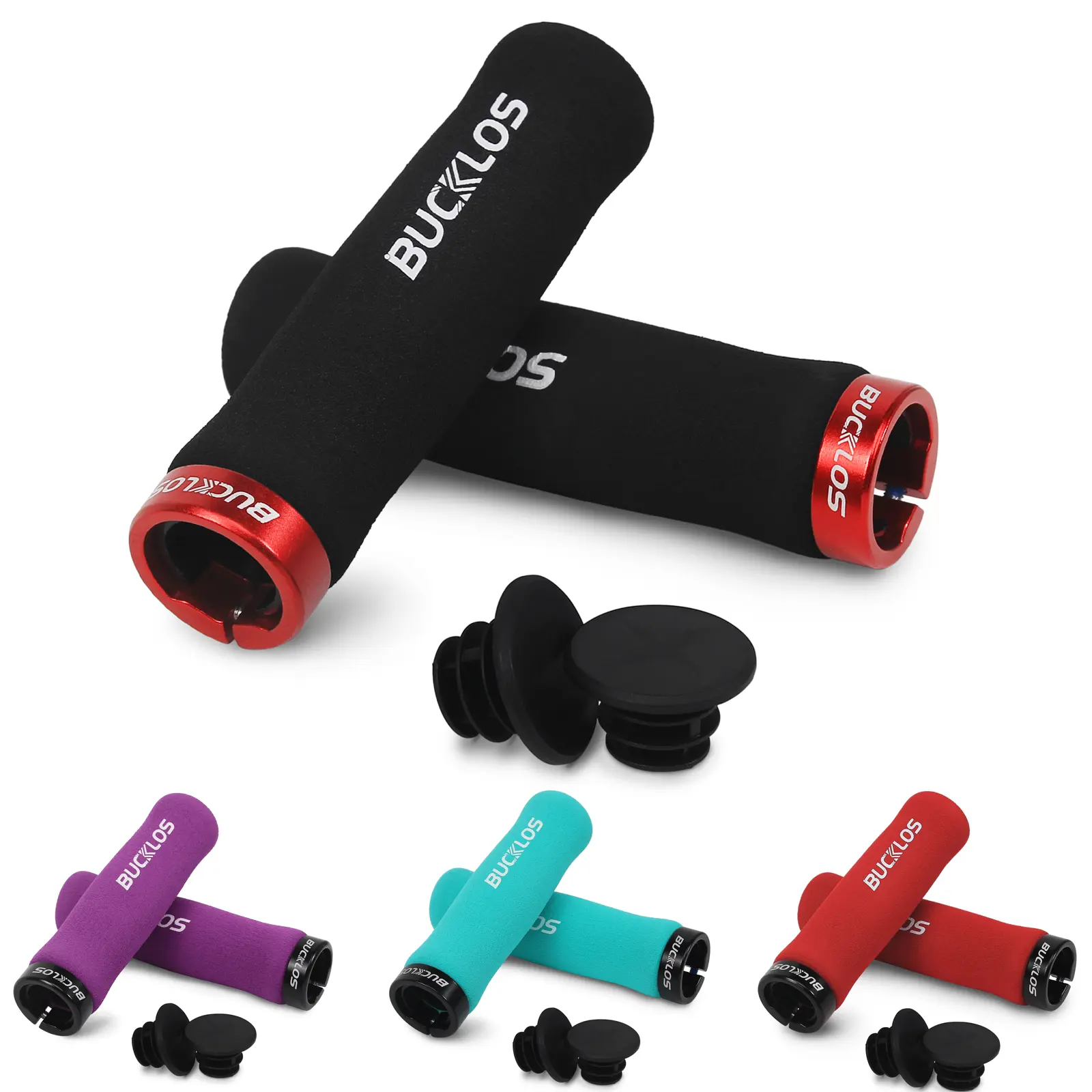 BUCKLOS Single Lock-On Foam Sponge Bike Handlebar Grips - Anti-Slip, Comfortable, Shock-Absorbing Ebike Accessories for MTB, BMX with Easy Installation Ergonomic Mountain Bike
