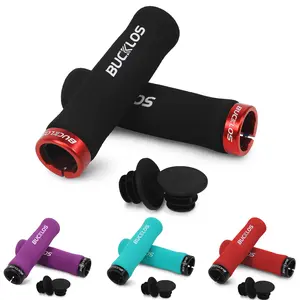 BUCKLOS Bike Handlebar Grips - Bicycle Foam Sponge Handle Bar Single Lock on Anti-Slip Comfortable Shock-Absorbing Mountain Bike Grips for MTB, BMX, Scooter, Beach Cruiser, Folding Bike