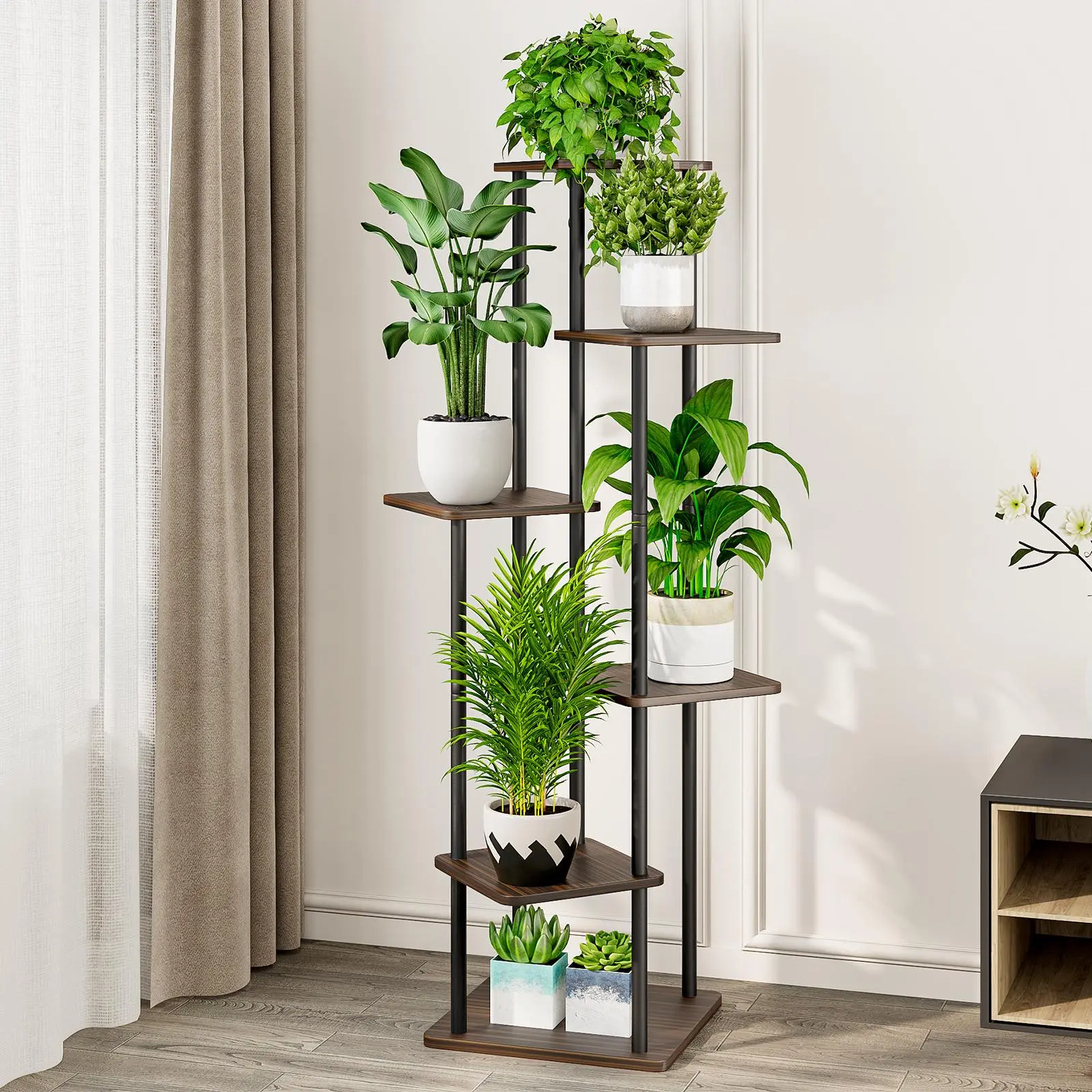 6 Tier-Black+Black Oak