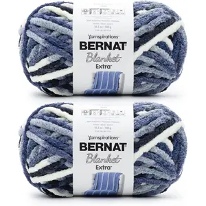 Blanket Extra Faded Blues Yarn - 2 Pack of 300g/10.5oz - Polyester - 7 Jumbo - 97 Yards - Knitting/Crochet