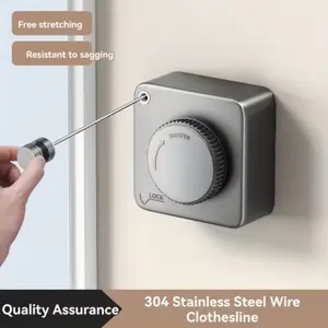 Invisible Square Clothes Drying Rope Without Drilling, Retractable Stainless Steel Indoor Clothesline, Ideal for Balcony, Bathroom & Household Invisible Clothesline