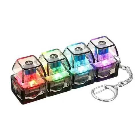 Mechanical Keyboard Stress Relief Toy, Fidgets, Fidget Stress Reliever, Fidget Gadget, Compact Design with Crystal Keycaps and LED Lights, 4-in-1 Stress Relief Button Clicker Gift