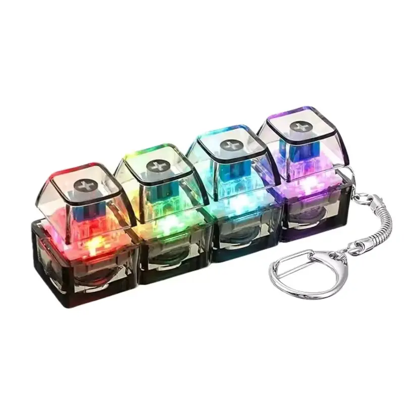 Mechanical Keyboard Stress Relief Toy, Fidgets, Fidget Stress Reliever, Fidget Gadget, Compact Design with Crystal Keycaps and LED Lights, 4-in-1 Stress Relief Button Clicker Gift