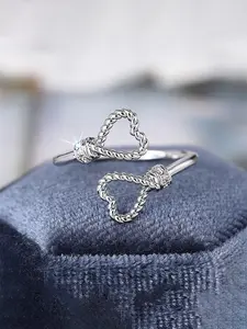 1 Pc Love Heart Hemp Rope Opening Adjustable Zircon Ring Exquisite Fashion Jewelry Ring Suitable for Women Wedding Engagement Commitment Party Daily Clothing Decoration Accessories as Birthday Valentine's Day Gift for Girlfriend Anniversary Gifts