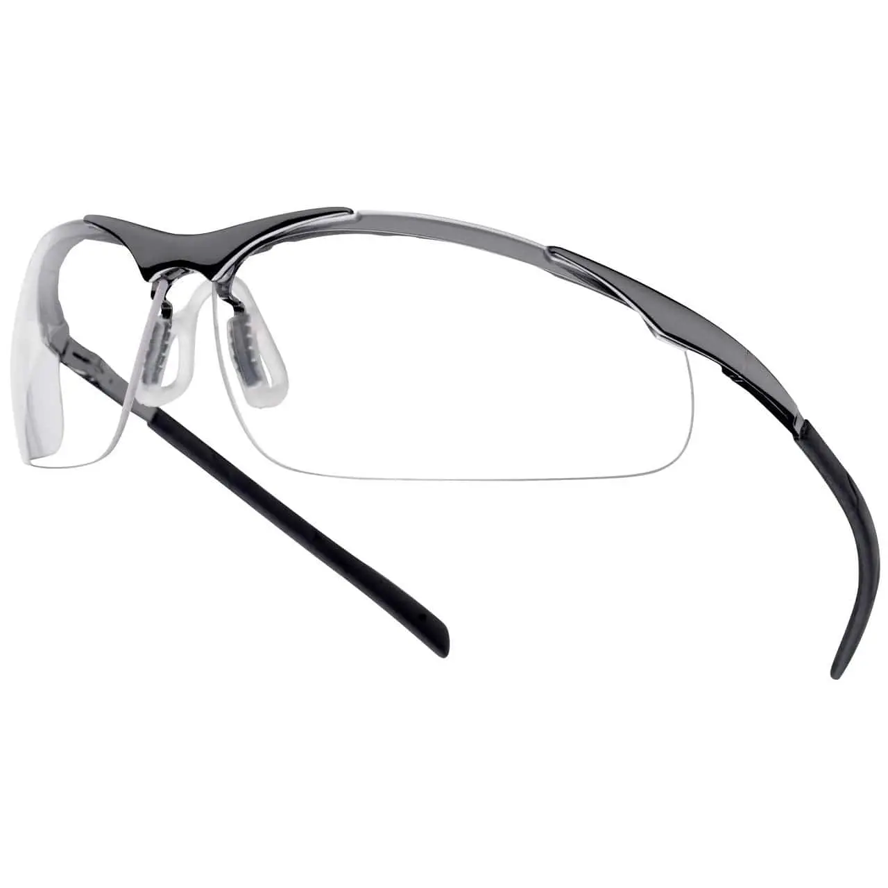 Bolle Contour Metal Safety Glasses with Silver Frame and Clear Anti-Fog Lenses