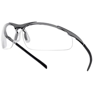 Bolle Contour Metal Safety Glasses with Silver Frame and Clear Anti-Fog Lenses