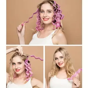 25cm 12-Piece Heatless Curling Rods, No-Heat Spiral Curler, Hair Styling Set with 2 Hooks, Heatless Hair Curlers, Heatless Styling Kit, Suitable for Most Hairstyles