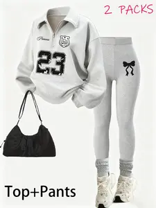 Women's Fashionable Y2K Style Two-Piece Set, Digital Print Top & Elastic Yoga Pants, Comfortable Streetwear for Teens, Sweatsuit Sets