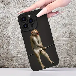 With Pain Monkey Creative Pattern Funny Simple Mobile Phone Protective Shell/Lens Protection/for iPhone 17 Air/16 plus/15 Pro Max/14 Pro/13/12/11 and Other Mobile Phone Cases/Suitable women/Men/Girls and Boys as Gifts/Ms475
