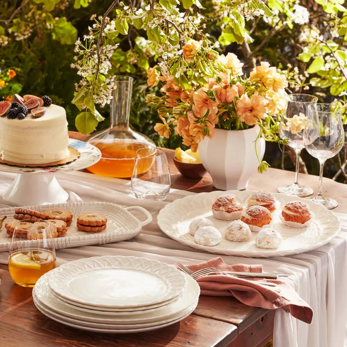Lenox 895309 Wicker Creek Round Dinner Plate Set - 4 Plates, Woven Texture, Microwave Safe Dinnerware