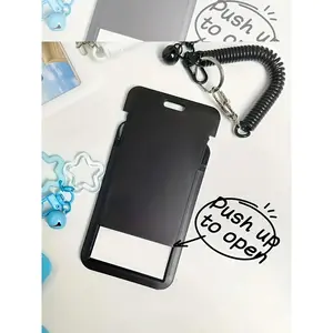 Morandi Star Charm Slide Cover Card Holder Case For ID/Access Card,Back To School,Student ID,Card Holder Pocket With Star Keychain/Spring Lanyard,Star Card Holder Bag Hanging Pendant Keychain,Card Bag for Bus,Campus,Office,Credit Card,Photo Card Holder