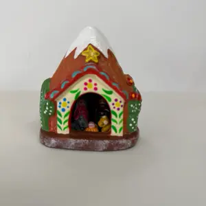 Hand-Painted Adobe Nativity • Clay Folk Art Scene Mini nacimiento
