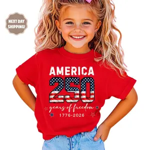 [Made in USA] Youth and Adult USA 250th Anniversary shirt for Kids, Patriotic Flag 4th of July T-Shirt, 250 Years of Independence Top, Youth clothes, Unisex Classic Fit 100% Cotton Comfortable Casual Tee
