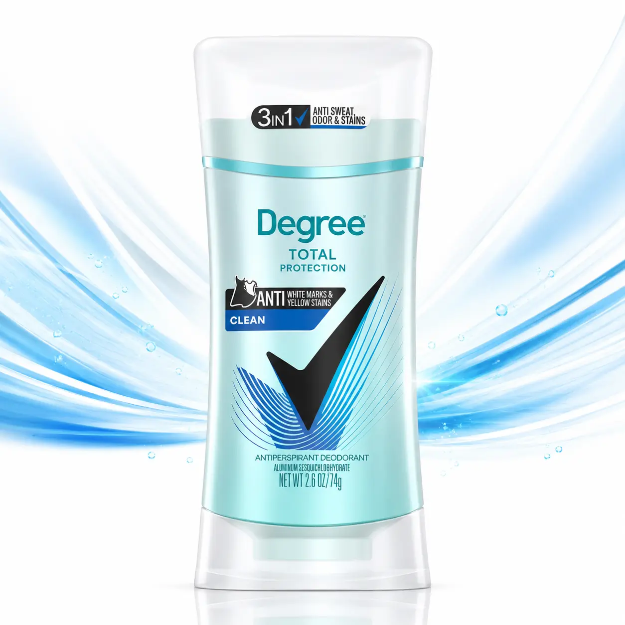 Degree Ultraclear Black + White Antiperspirant for Women Protects from Deodorant Stains Clean 2.6 oz, 72-Hour Solid Antiperspirant & Deodorant, no odor