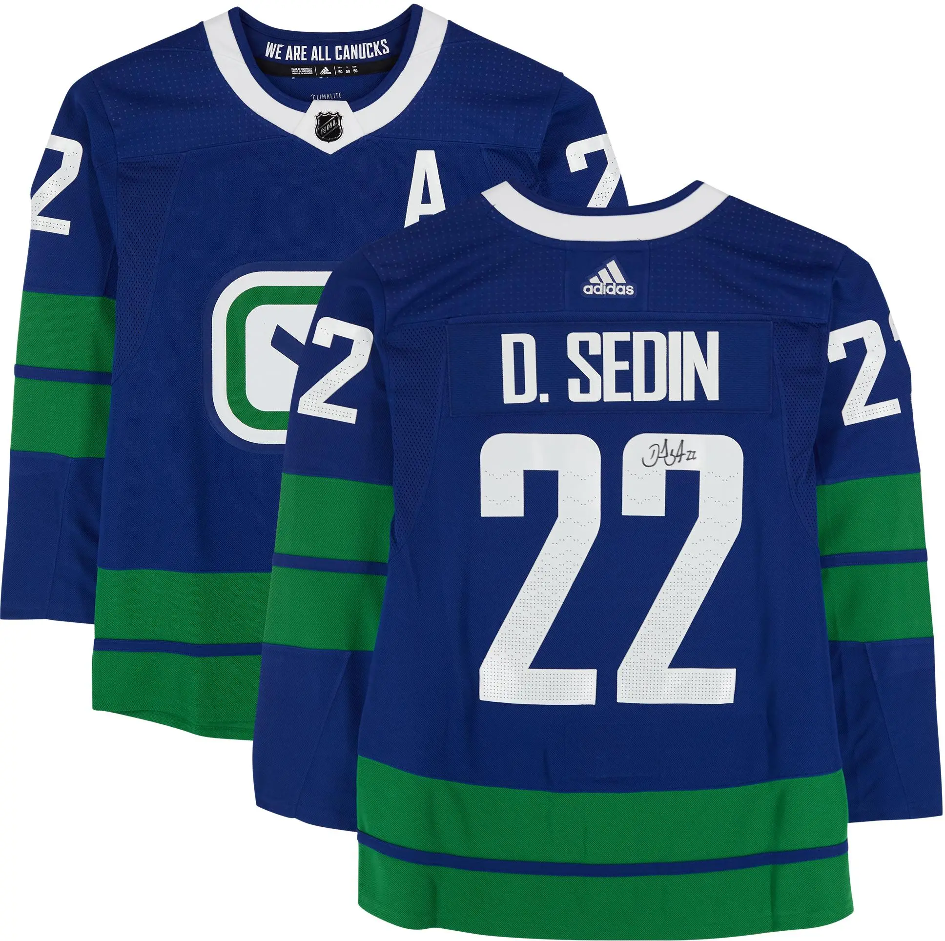 Daniel Sedin Vancouver Canucks Autographed Blue Alternate Adidas Authentic Jersey - Fanatics Authentic Certified