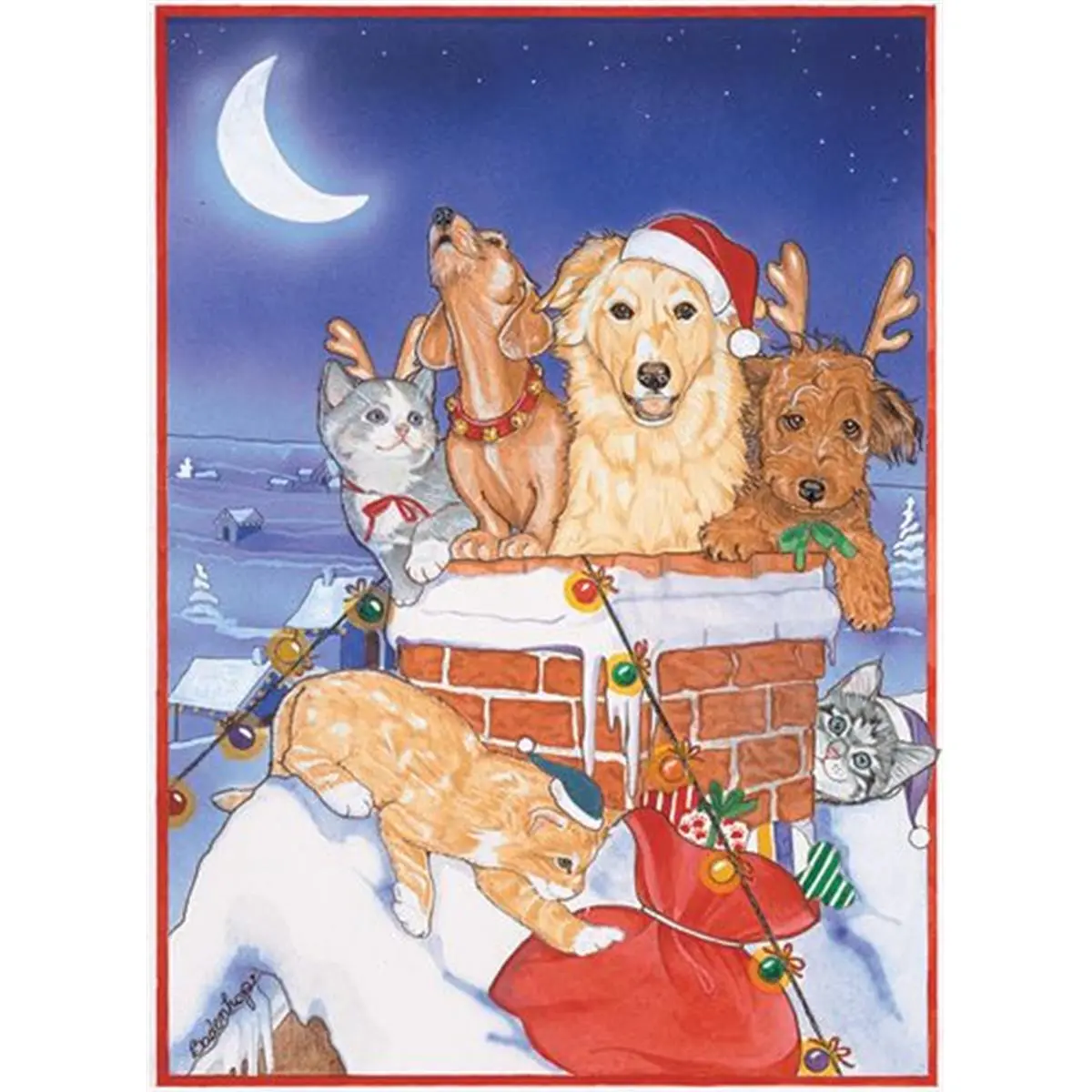 Pipsqueak Productions Boxed Card Sets, Mix Dog With Cat Holiday Design, Office Stationery Greeting Cards for Festive Occasions