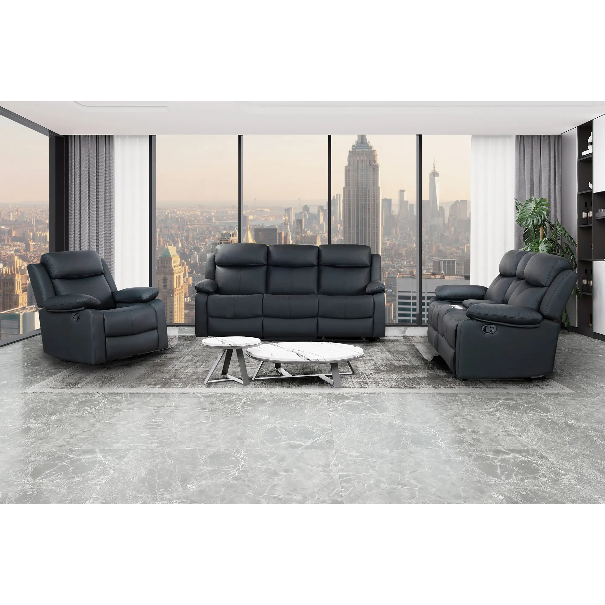 Luxury three piece sofa set for living room, extendable sofa with cup holder, suitable for living room, office, reading room, etc