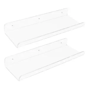REGALWOVEN Acrylic Floating Shelves for Wall, Clear Acrylic Shelves for Bathroom Bedroom Living Room Wall Display Shelf Clear