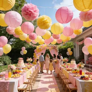 21 Piece Paper Ball Decor Set, Romantic Wedding Decoration, DIY Paper Lanterns, Hanging Decoration, Birthday Party, Easter, Valentine's Day